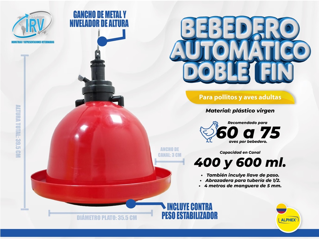 Bebedero Automático Doble Fin