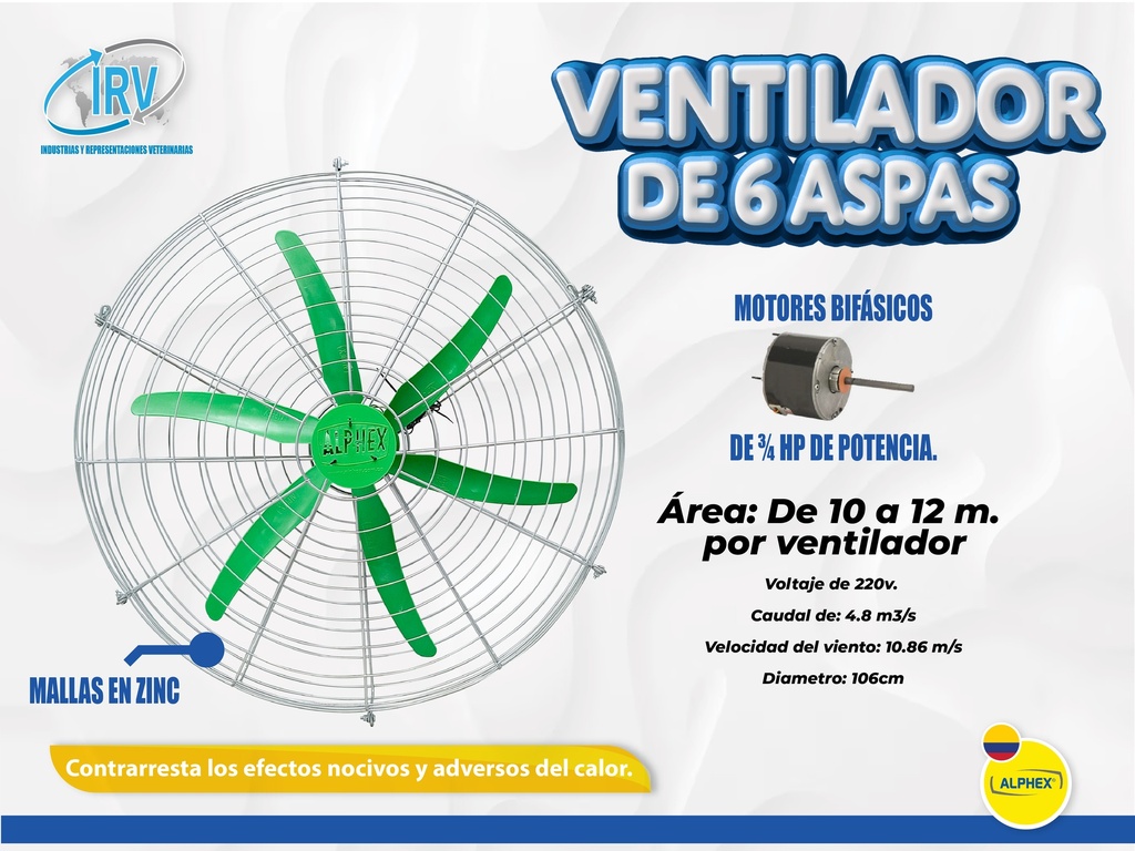 Ventilador Alphex de 6 paletas