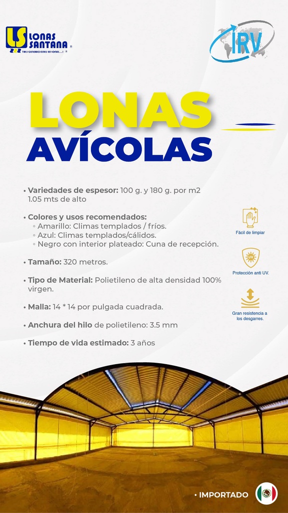 Lona avicola 180 g. Amarillo (Metros) 2.05